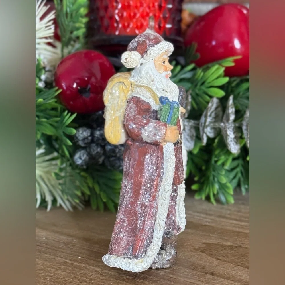 Vintage 1988 Santa Clause Sparkle Holiday Hand Painted Christmas Ornament